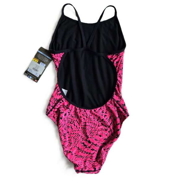 NWT Dolfin 1-Piece Competition Swim Suit Pink/Black Geo Women's 10 Chest Size 36 - Picture 3 of 5